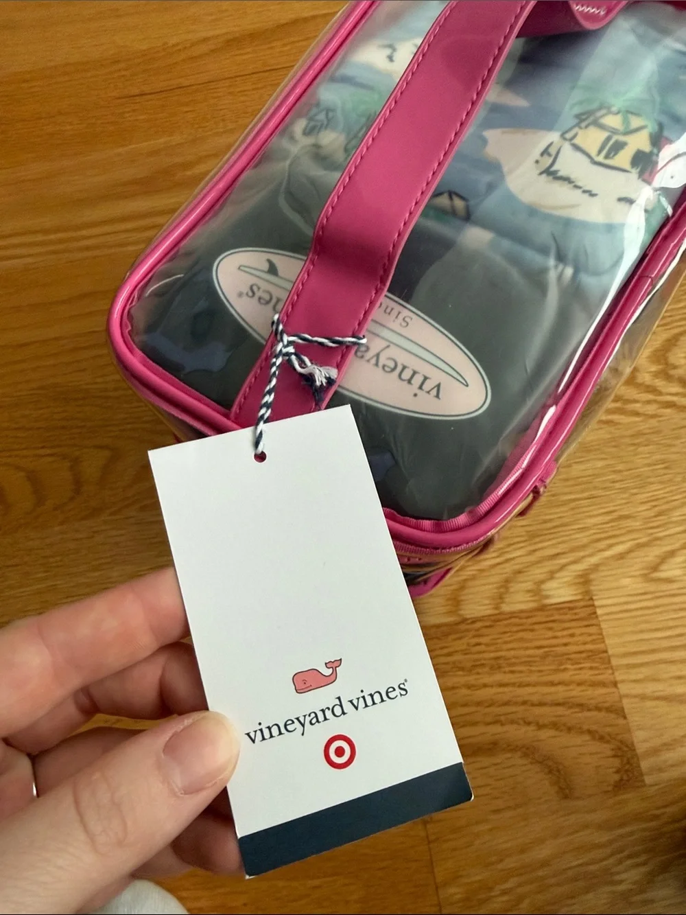 Vineyard Vines Clear Pink Vanity Bag with Handle